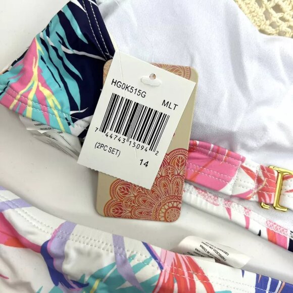 Hobie Girl’s Halter Bikini Top And Hipster Bottom Swimsuit Bikini Set Size 14 - Picture 4 of 4